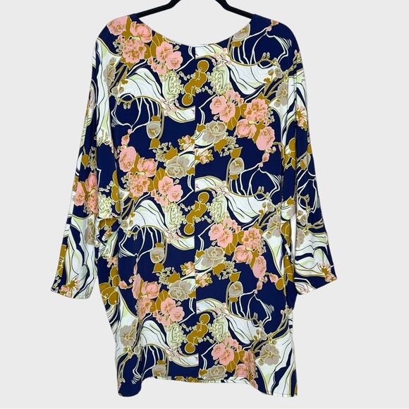 ASOS MATERNITY navy Asian floral print dolman sleeve tunic size 10 - Picture 1 of 5